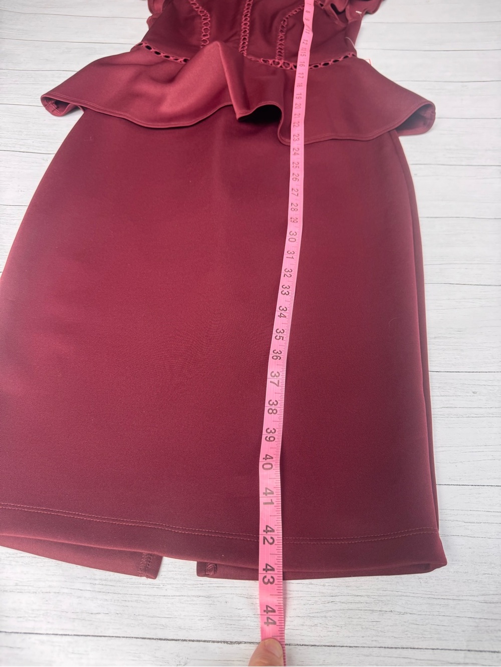 Bisou Bisou Michele Bohbot Burgundy Peplum Sheath Dress NWT Size 4 Cocktail - Picture 6 of 17